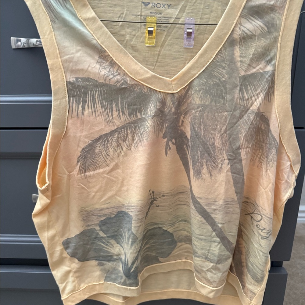 Roxy Tropical Print Yellow Tank Top